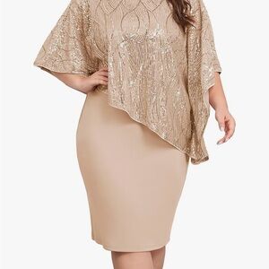 Elegant Sequin Overlay Dress